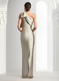 One Shoulder Satin Wedding Guest Dress With Bow