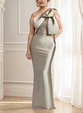 One Shoulder Satin Bridesmaid Dress With Bow