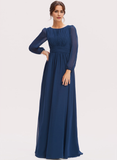 A-line Scoop Floor-Length Chiffon Bridesmaid Dress With Ruffle