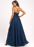 A-line V-Neck Floor-Length Chiffon Bridesmaid Dress