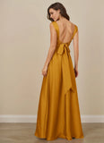 Cowl Neck Stretch Satin A-line Bridesmaid Dress