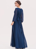 A-line Scoop Floor-Length Chiffon Bridesmaid Dress With Ruffle