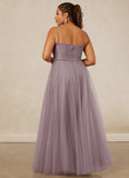 Plus Size Pleated Tulle and Chantilly Lace A-line Formal/Prom Dress