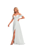 Long Chiffon Empire Waist Bridesmaid Dress with Short Flutter Sleeves