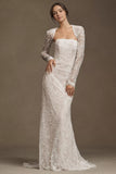 Strapless Sequin Lace Sheath Wedding Gown