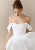 Off The Shoulder Strapless Satin Wedding Dress