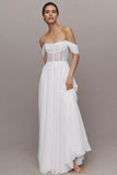 Off-The-Shoulder Corset A-Line Wedding Gown