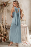 Chiffon V-Neck Bridesmaid Dresses with Scarf