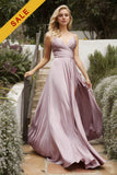 A-Line V-Neck Satin Bridesmaid Dress