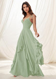 V-Neck Ruffle A-Line Chiffon Bridesmaid Dress