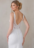 V Neck A-Line Tulle Wedding Dress