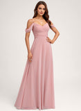 A-line Cold Shoulder Floor-Length Chiffon Bridesmaid Dress