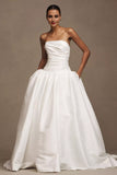 Strapless Drop-Waist Taffeta Wedding Gown