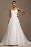 Strapless A-Line Stretch Crepe Wedding Gown