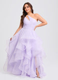 Princess Asymmetrical Neckline Asymmetrical Neckline Floor-Length Tulle Prom Dress