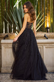 Tulle Lace Embroidered A-line Strapless Gown