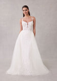 3D Floral Appliqués Spaghetti Straps A-Line Wedding Gown