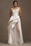 Sleeveless Drop-Waist Mikado Wedding Gown