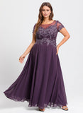 A-line Scoop Illusion Ankle-Length Lace Chiffon Mother of the Bride Dress With Sequins