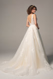 A-Line Court Train Tulle Wedding Dress