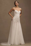 Embroidered Tulle Sweetheart A-Line Wedding Gown