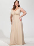 A-line V-Neck Floor-Length Chiffon Bridesmaid Dress With Bow