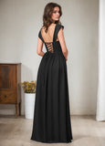 A-Line Corset Chiffon Floor-Length Dress