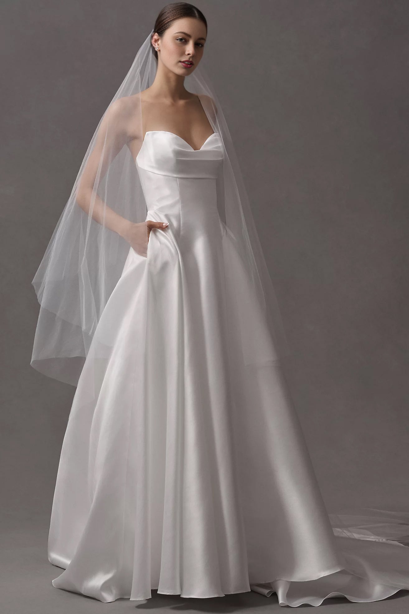 Strapless Cowl-Neck A-Line Taffeta Wedding Gown RoseProm Strapless Cowl-Neck A-Line Taffeta Wedding Gown RoseProm
