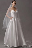 Strapless Cowl-Neck A-Line Taffeta Wedding Gown