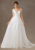 Spaghetti Straps Sweetheart Lace Tulle Wedding Dress