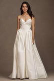 Strapless Drop-Waist Dupioni Wedding Gown