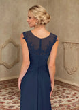 A-Line Scoop Lace Chiffon Mother of the Bride Dress