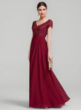 A-line V-Neck Floor-Length Chiffon Lace Mother of the Bride Dress