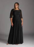 A-Line Scoop Lace Chiffon Mother of the Bride Dress