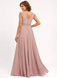 A-line V-Neck Floor-Length Chiffon Bridesmaid Dress