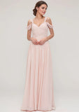 A-line/Princess Sweetheart Sleeveless Long/Floor-Length Chiffon Bridesmaid Dress With Pleated