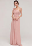 A-Line Chiffon Flower One-Shoulder Sleeveless Floor-Length Bridesmaid Dresses