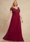 A-line V-Neck Floor-Length Chiffon Lace Mother of the Bride Dress