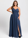 A-line V-Neck Floor-Length Chiffon Bridesmaid Dress