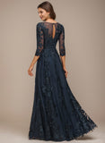 A-line Scoop Illusion Floor-Length Tulle Lace Mother of the Bride Dress With Sequins