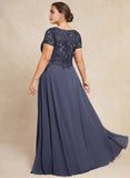 A-line V-Neck Floor-Length Chiffon Lace Mother of the Bride Dress With Sequins Beading