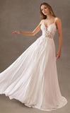 V Neck A Line Spaghetti Straps Wedding Gown