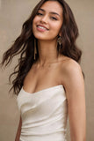 Strapless Satin Mermaid Wedding Gown with Sweep Train