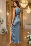 High-Neck Satin Maxi Gown