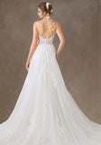 Spaghetti Straps Sweetheart Lace Tulle Wedding Dress