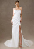 Sheath Strapless Satin Wedding Dress