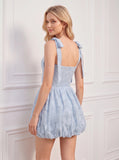Tie Shoulder Strap Sweetheart Crossover Ruched Bust Floral Mini Dress