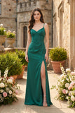 Satin Bridesmaid Dress | Spaghetti Straps Sweetheart Gown for Weddings