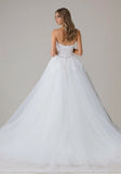 Strapless Straight Lace Tulle Wedding Dress