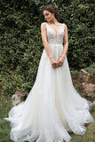 A-Line Court Train Tulle Wedding Dress